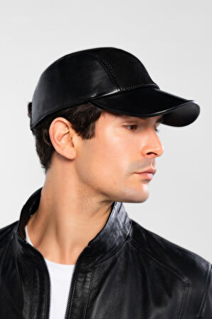 Tamer Tanca Erkek Hakiki Deri Siyah Beyzbol Şapka 524 1138 SPK SK24-25 SIYAH DR/BSK