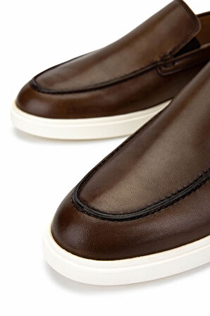 Tamer Tanca Erkek Hakiki Deri Kahverengi Loafer Ayakkabı 233 5222 ERK AYK Y25 CEVIZ ALKL