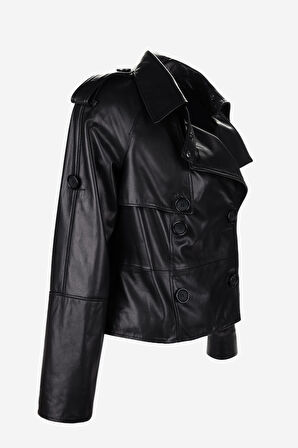 Valmenti Kadın Hakiki Deri Deri Mont 616 Z-4047 BN DERIMONT Y25 SIYAH VEGETAL