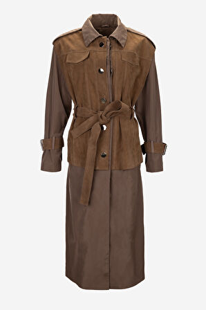 Valmenti Kadın Hakiki Deri Deri Mont 616 5244 BN MANTO Y25 TOBACCO SUET