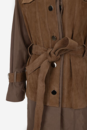 Valmenti Kadın Hakiki Deri Deri Mont 616 5244 BN MANTO Y25 TOBACCO SUET