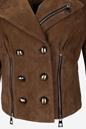 Valmenti Kadın Hakiki Deri Deri Mont 616 Z-4103 BN DERIMONT Y25 VISKI SUET