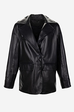 Valmenti Kadın Hakiki Deri Deri Mont 616 Z-4042 BN DERI CEKET Y25 SIYAH VEGETAL