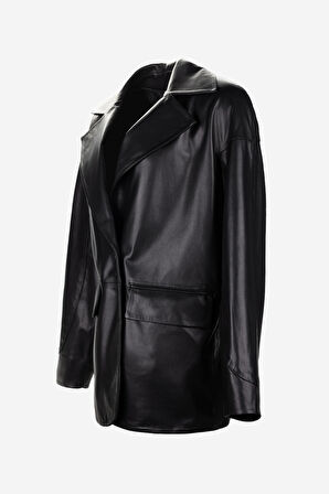 Valmenti Kadın Hakiki Deri Deri Mont 616 Z-4042 BN DERI CEKET Y25 SIYAH VEGETAL