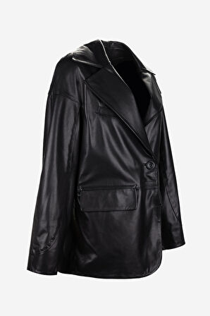 Valmenti Kadın Hakiki Deri Deri Mont 616 Z-4042 BN DERI CEKET Y25 SIYAH VEGETAL