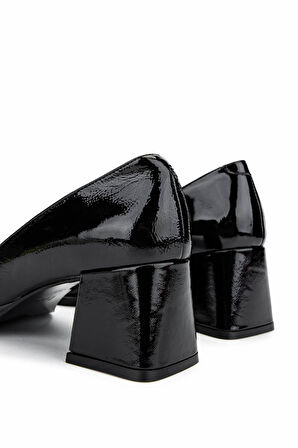 Tamer Tanca Kadın Hakiki Deri Siyah Rugan Topuklu Ayakkabı 1081 2000 BN AYK Y25 SIYAH RGN