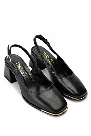 Tamer Tanca Kadın Hakiki Deri Siyah Deri Topuklu Ayakkabı 1081 2001 BN AYK Y25 SIYAH DR