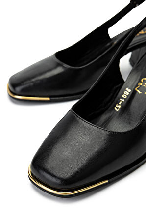 Tamer Tanca Kadın Hakiki Deri Siyah Deri Topuklu Ayakkabı 1081 2001 BN AYK Y25 SIYAH DR