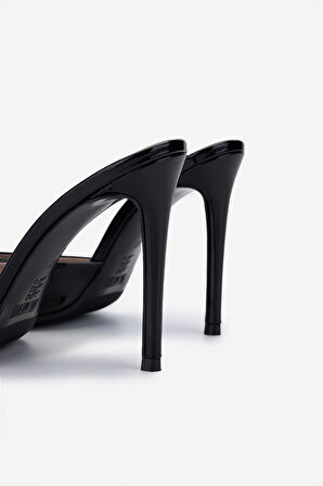 Valmenti Kadın Siyah Rugan Topuklu Terlik 1096 6766 BN TRLK Y25 SIYAH RGN