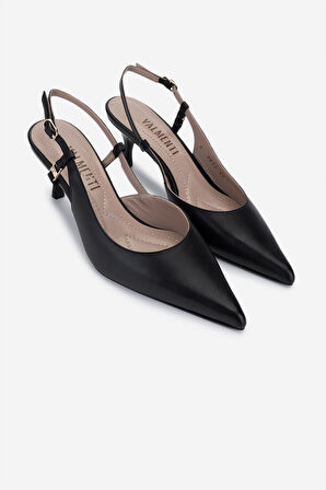 Valmenti Kadın Siyah Deri Topuklu Ayakkabı 1096 9823 BN AYK Y25 SIYAH DR