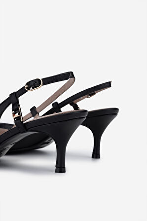 Valmenti Kadın Siyah Deri Topuklu Ayakkabı 1096 9823 BN AYK Y25 SIYAH DR