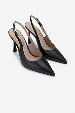 Valmenti Kadın Siyah Deri Topuklu Ayakkabı 1096 9801 BN AYK Y25 SIYAH DR