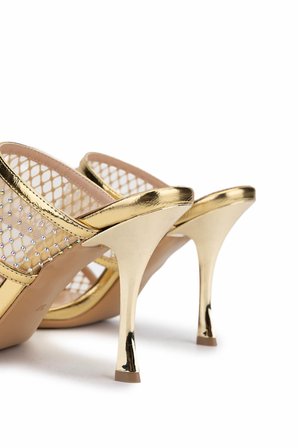 Tamer Tanca Kadın Deri/Tekstil Gold Topuklu Terlik 654 366 BN TRLK Y25 GOLD