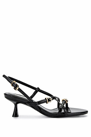 Tamer Tanca Kadın Hakiki Deri Siyah Rugan Topuklu Ayakkabı 654 368 BN AYK Y25 SIYAH KRSK RGN