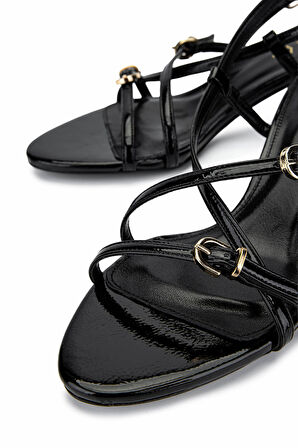 Tamer Tanca Kadın Hakiki Deri Siyah Rugan Topuklu Ayakkabı 654 368 BN AYK Y25 SIYAH KRSK RGN