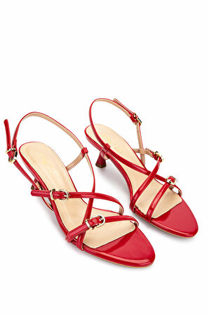 Tamer Tanca Kadın Hakiki Deri Kırmızı Rugan Topuklu Ayakkabı 654 368 BN AYK Y25 KIRMIZI KRSK RGN