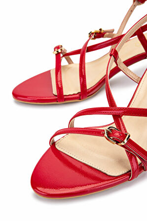 Tamer Tanca Kadın Hakiki Deri Kırmızı Rugan Topuklu Ayakkabı 654 368 BN AYK Y25 KIRMIZI KRSK RGN