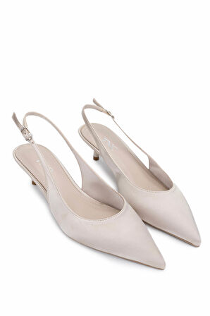 Tamer Tanca Kadın Vegan Bej Topuklu Ayakkabı 735 5327 BN AYK Y25 BEJ SATEN