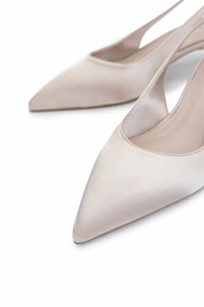 Tamer Tanca Kadın Vegan Bej Topuklu Ayakkabı 735 5327 BN AYK Y25 BEJ SATEN