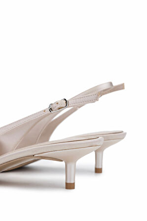 Tamer Tanca Kadın Vegan Bej Topuklu Ayakkabı 735 5327 BN AYK Y25 BEJ SATEN