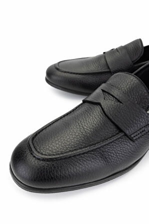 Tamer Tanca Erkek Hakiki Deri Siyah Deri Loafer Ayakkabı 325 800-57 ERK AYK Y25 SIYAH DR