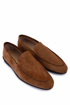 Tamer Tanca Erkek Hakiki Deri Kahverengi Loafer Ayakkabı 374 1900 ERK AYK Y25 SIGARO SUET