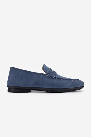 Valmenti Erkek Hakiki Deri Mavi Loafer Ayakkabı 374 1834 ERK AYK Y25 INDIGO SUET