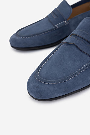 Valmenti Erkek Hakiki Deri Mavi Loafer Ayakkabı 374 1834 ERK AYK Y25 INDIGO SUET