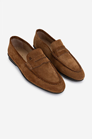 Valmenti Erkek Hakiki Deri Kahverengi Loafer Ayakkabı 374 1834 ERK AYK Y25 SIGARO SUET