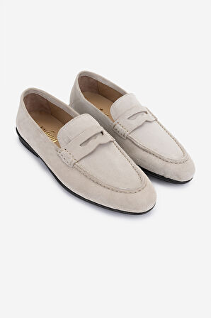 Valmenti Erkek Hakiki Deri Loafer Ayakkabı 374 1834 ERK AYK Y25 BEJ LINO SUET