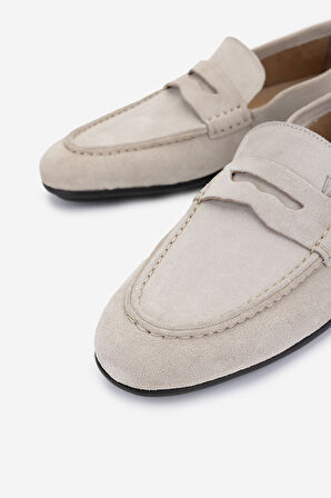 Valmenti Erkek Hakiki Deri Loafer Ayakkabı 374 1834 ERK AYK Y25 BEJ LINO SUET