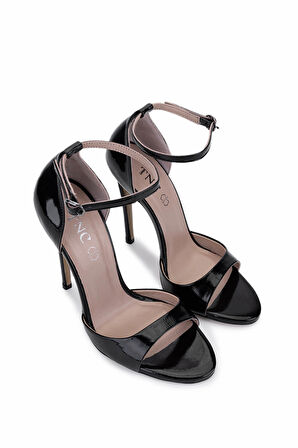 Tamer Tanca Kadın Hakiki Deri Siyah Rugan Topuklu Ayakkabı 820 910 BN AYK Y25 SIYAH KRSK RGN