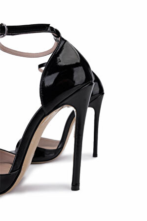 Tamer Tanca Kadın Hakiki Deri Siyah Rugan Topuklu Ayakkabı 820 910 BN AYK Y25 SIYAH KRSK RGN