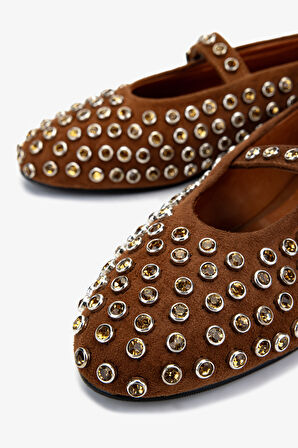 Valmenti Kadın Hakiki Deri Taba Süet Babet Ayakkabı 979 021 BN AYK Y25 TABA SUET