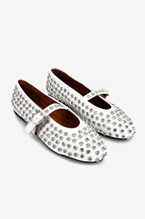 Valmenti Kadın Hakiki Deri Beyaz Babet Ayakkabı 979 021 BN AYK Y25 BEYAZ DR