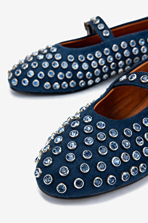 Valmenti Kadın Hakiki Deri Mavi Süet Babet Ayakkabı 979 021 BN AYK Y25 MAVI SUET