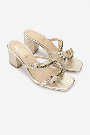 Valmenti Kadın Hakiki Deri Sarı Terlik 1141 564 MAREN 6-1 BYN TRLK Y25 GOLD SNAKE