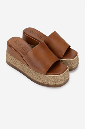 Valmenti Kadın Hakiki Deri Tarçın Topuklu Terlik 1141 648 SIKINOS 6-0 BYN TRLK Y25 TAN