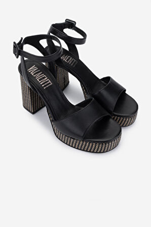Valmenti Kadın Hakiki Deri Siyah Topuklu Sandalet 1141 691 ANCONA 6-1 BYN SNDLT Y25 BLACK