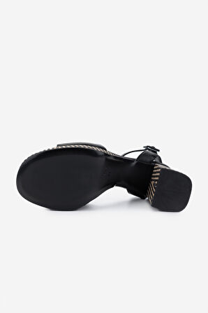 Valmenti Kadın Hakiki Deri Siyah Topuklu Sandalet 1141 691 ANCONA 6-1 BYN SNDLT Y25 BLACK