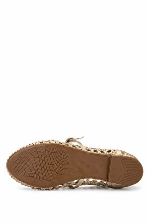 Tamer Tanca Kadın Vegan Altın Babet Ayakkabı 1073 001 BN AYK Y25 ALTIN ORGU