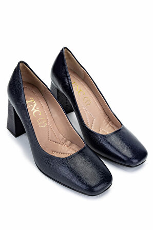 Tamer Tanca Kadın Hakiki Deri Lacivert Topuklu Ayakkabı 1129 001 BN AYK Y25 LACI BNCK