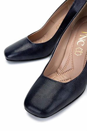 Tamer Tanca Kadın Hakiki Deri Lacivert Topuklu Ayakkabı 1129 001 BN AYK Y25 LACI BNCK