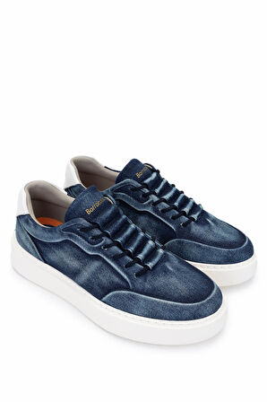 Barracuda Erkek Hakiki Deri Mavi/Beyaz Sneakers & Spor Ayakkabı 511 BU3510A ERK AYK Y24 DENIM BLU/BIANCO
