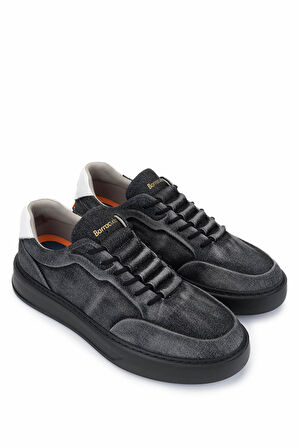 Barracuda Erkek Hakiki Deri Siyah/Beyaz Sneakers & Spor Ayakkabı 511 BU3510A ERK AYK Y24 DENIM NERO/BIANCO
