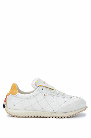 Barracuda Erkek Hakiki Deri Beyaz/Taş/Turuncu Sneakers & Spor Ayakkabı 511 BU3545 ERK AYK Y24 MARMO/CAMELIA/ORANGE