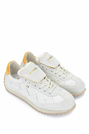 Barracuda Erkek Hakiki Deri Beyaz/Taş/Turuncu Sneakers & Spor Ayakkabı 511 BU3545 ERK AYK Y24 MARMO/CAMELIA/ORANGE