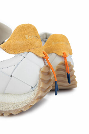Barracuda Erkek Hakiki Deri Beyaz/Taş/Turuncu Sneakers & Spor Ayakkabı 511 BU3545 ERK AYK Y24 MARMO/CAMELIA/ORANGE
