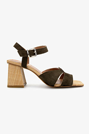 Valmenti Kadın Hakiki Deri Topuklu Ayakkabı 1075 253-91 BN AYK Y25 HAKI SUET HSR