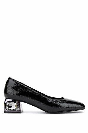 Tamer Tanca Kadın Vegan Siyah Rugan Topuklu Ayakkabı 942 430 BN AYK Y25 SIYAH KRSK RGN